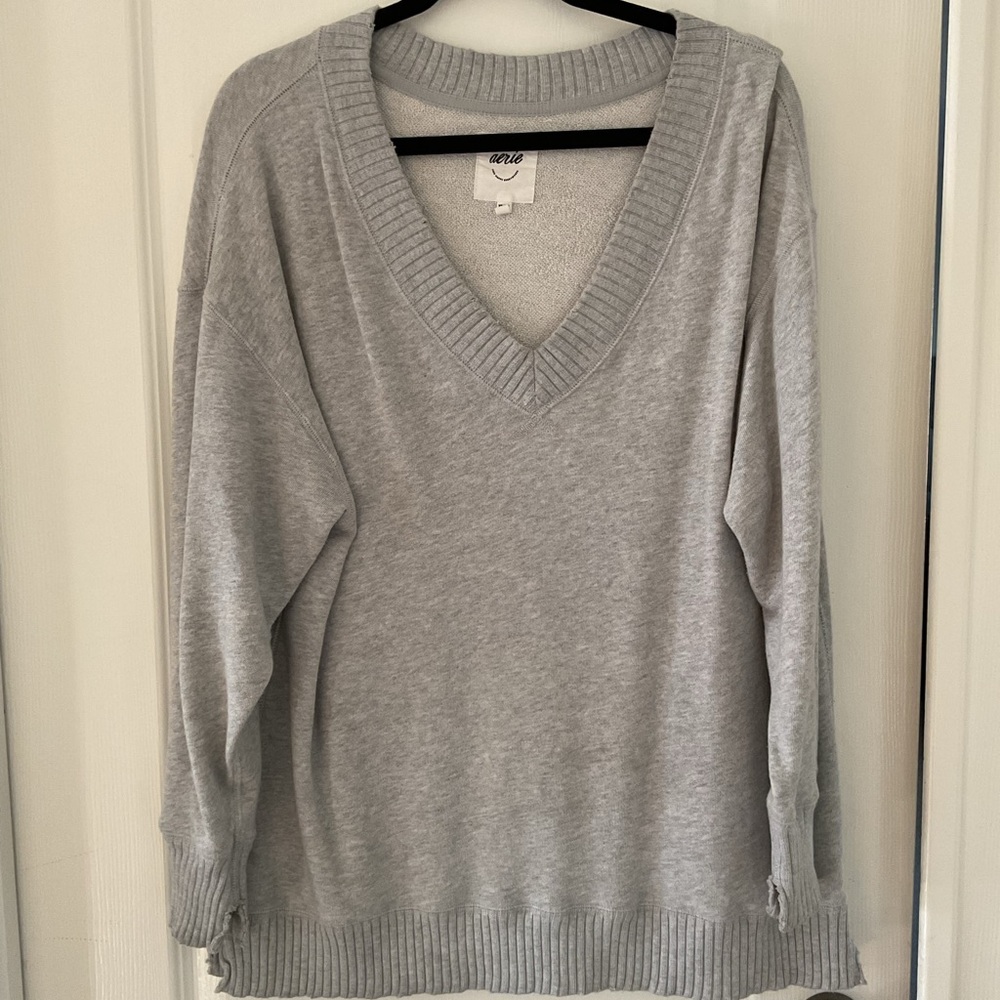 Aerie oversized top in heather grey XS